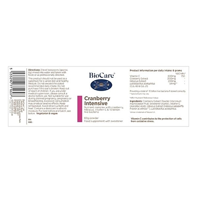 BioCare Cranberry Intensive brusinky na močové cesty, prášek 60 g 2