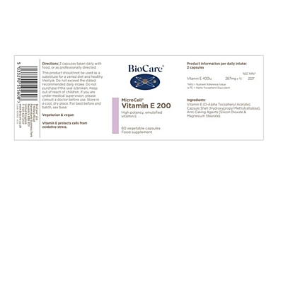 BioCare MicroCell® Vitamin E 200 iu, 60 kapslí 2