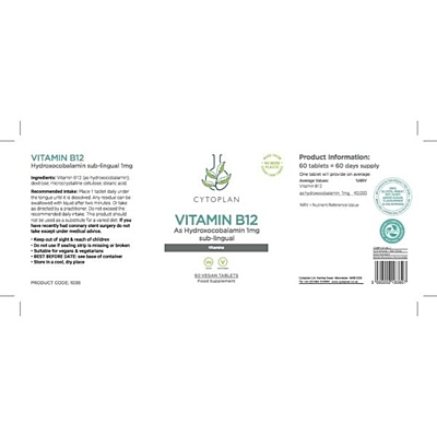 Vitamín B12, 1000 µg (hydroxokobalamin) - sublingvální, 60 tablet 2