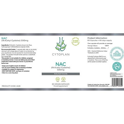 Cytoplan NAC (N-acetylcystein), 60 vegan kapslí 2