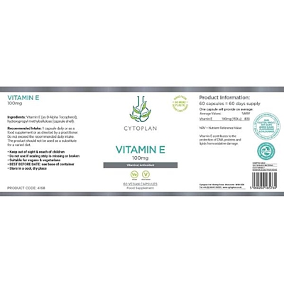 Cytoplan Vitamin E 100 mg, 60 vegan kapslí 2