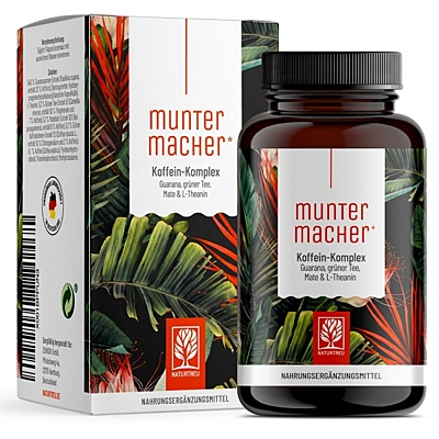 Naturtreu přírodní kofeinový komplex Muntermacher, 120 kapslí