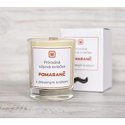Slovenská mýdlárna Pomeranč - Sójová svíčka s dřevěným knotem, 75 g