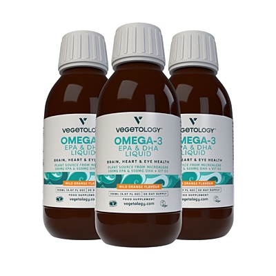 Vegetology Omega-3 Liquid EPA a DHA, s vitamínem D, 150 ml,  sada 3 ks s dopravou zdarma