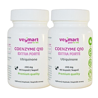 Vegmart Koenzým Q10 Extra Forte (ubiquinon) 200 mg, 90 kapslí (zvýhodněné 2-balení)