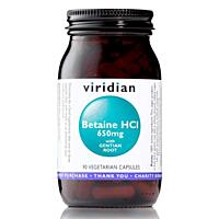 Viridian Betaín HCl a kořen hořce na trávení, 90 kapslí
