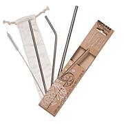 Tierra Verde Sada nerezových brček (rovné, zahnuté, široké) + kartáček, 1 ks