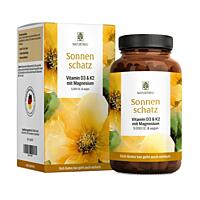 Naturteu Sluneční poklad – veganský vitamín D3 5 000 IU s K2 a hořčíkem (jedna dávka každých 5 dní), 90 kapslí