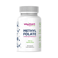 Vegmart Metylfolát (5-MTHF) Quatrefolic® 200 µg – Family pack, 120 kapslí